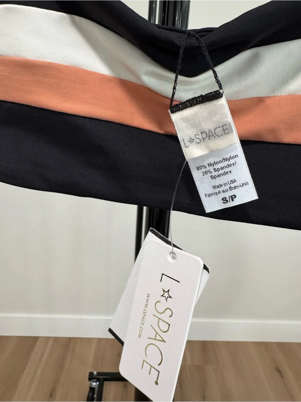 NWT l*space Rebel Stripe Bandeau Bikini Top Black and Tan